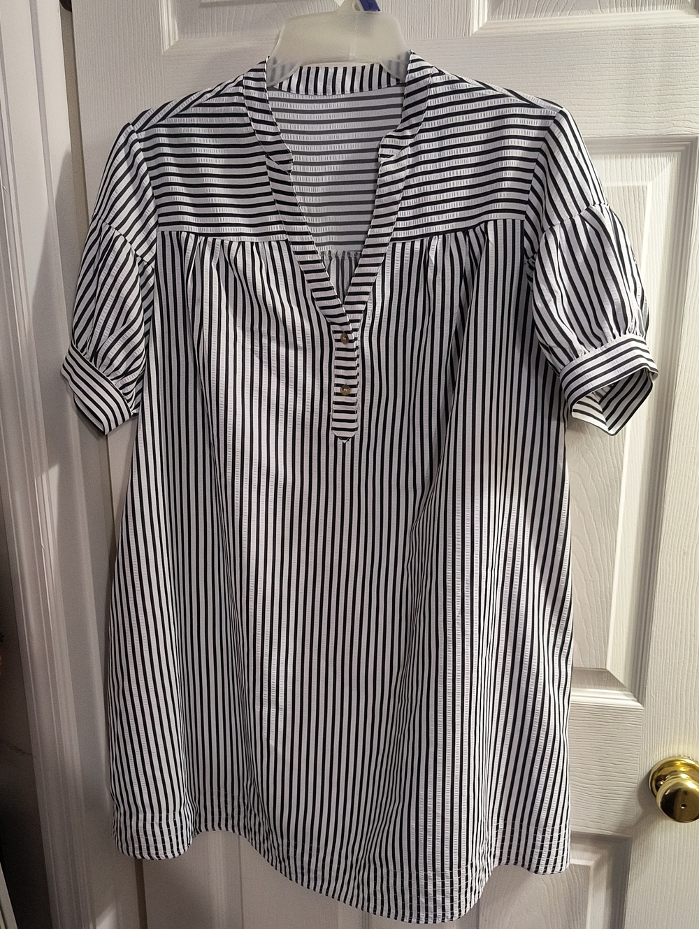 Striped Black & White Women's Pullover Dress